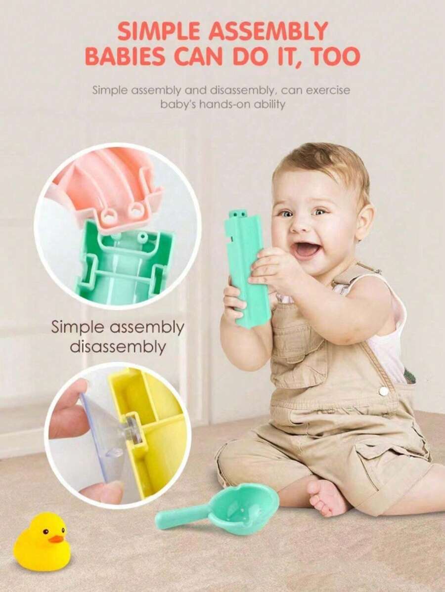 12pcs 24pcs 44pcs Ball Track Shower Water Slide Bath Toy Set With Mini Duck Interactive Multicolor Kids Bathtub Toy For Preschool Children Ideal Gift For Birthday Thanksgiving Christmas Etc Color Random