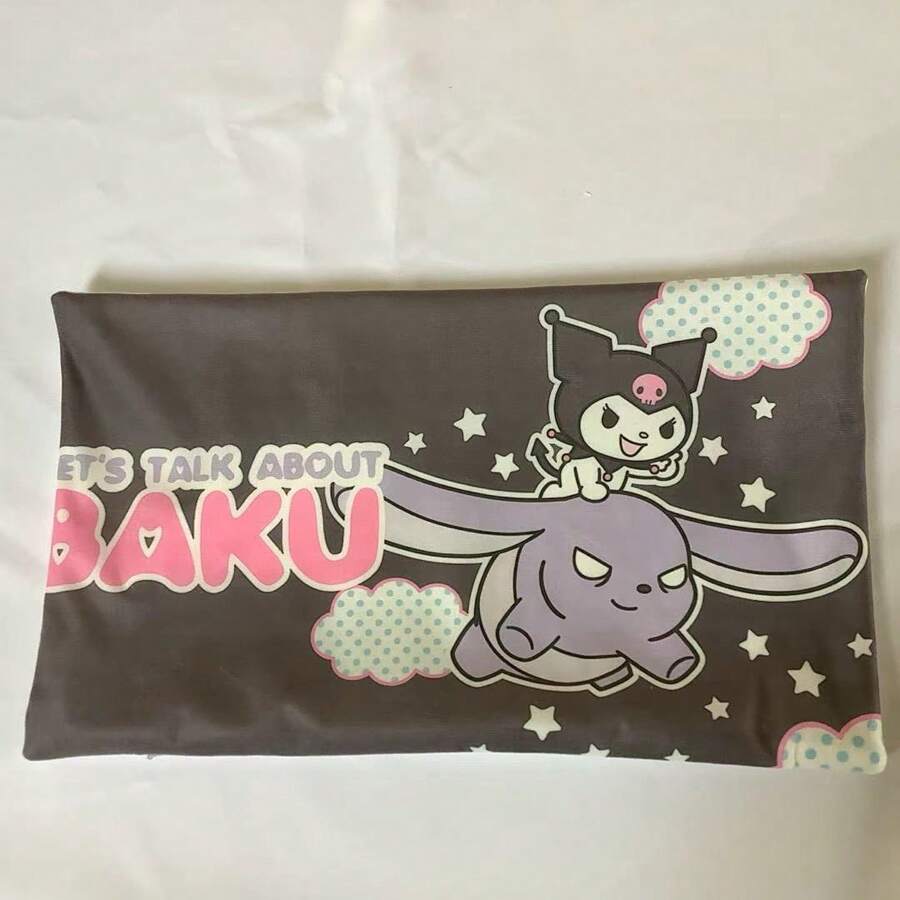 Sanrio 1pc Sanrio Kuromi Hello Kitty Plush Pillow Cover Case. Soft Plush Fabric, Cute Cartoon Print Design. Suitable For Car, Sofa, Bedroom, Living Room. Size: 30x50cm (Insert Not Included), Single-Sided Pattern