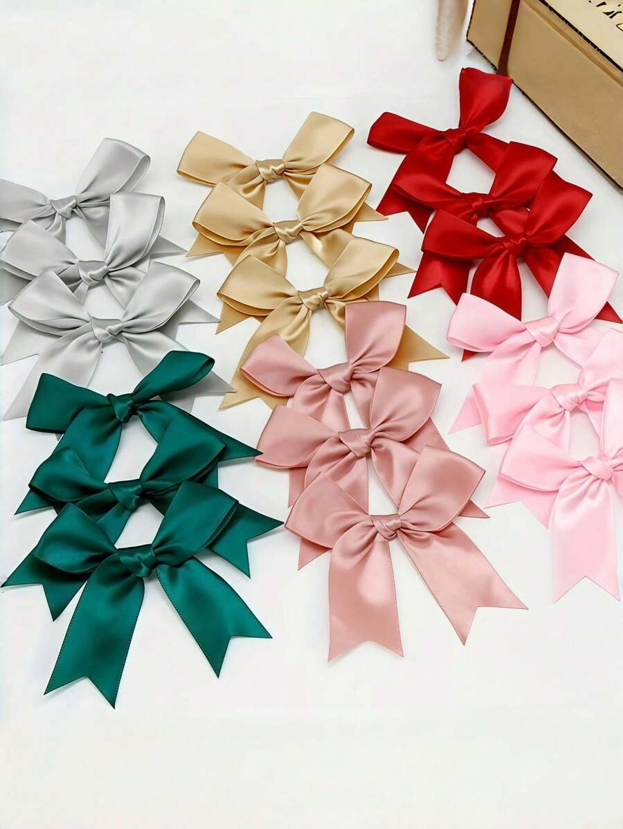 50pcs Pink And White Ribbon Bows, 3.3 Inches, Charming Decorations For Weddings, Holidays And DIY Crafts, Gift Basket Decor, Birthday Packaging, Holiday Decorations, Office Decor, Wreath Decor, Wedding Decor, Bridal Shower Decor, Party Supplies