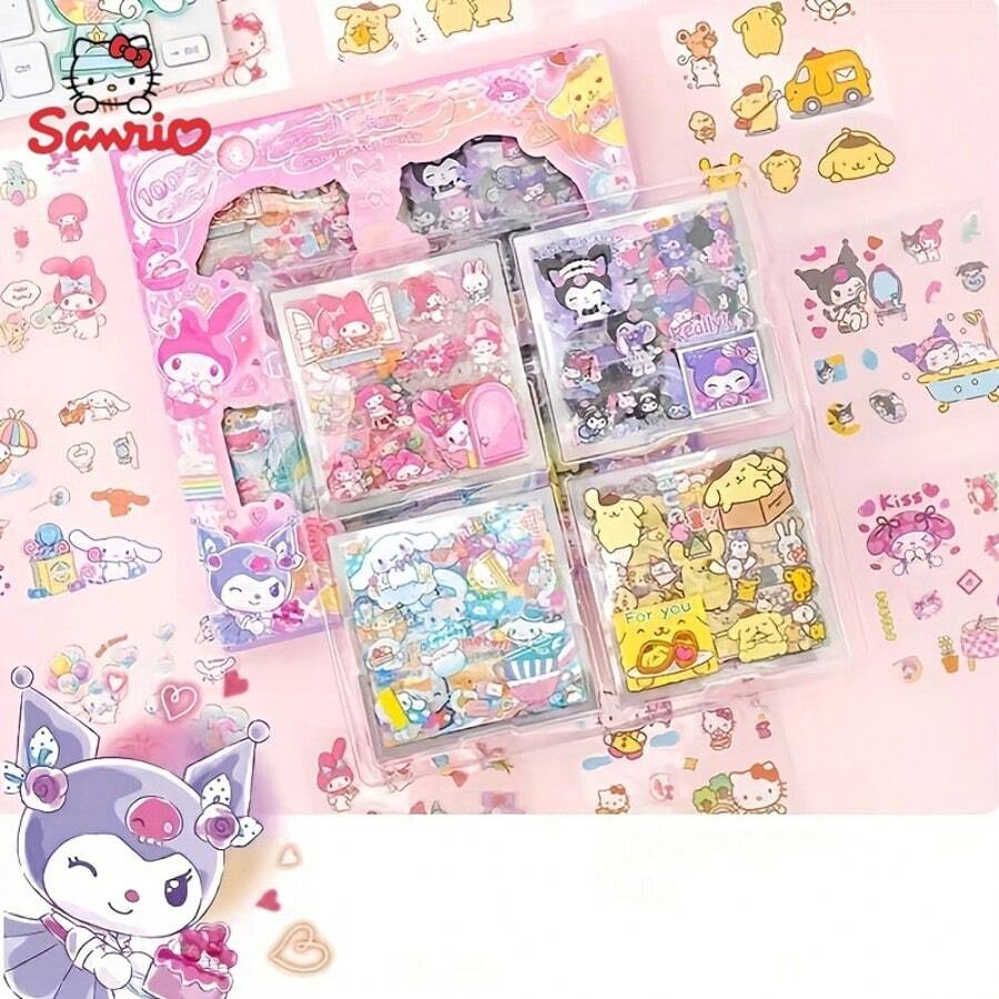 Sanrio 50 adesivi PET di Hello Kitty e amici Sanrio - Design di cartoni animati e animali impermeabili, collezione di adesivi unica, adatta per album di ritagli, progetti fai-da-te, borracce, forniture scolastiche, ritorno a scuola