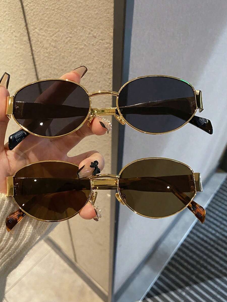 2 pares de gafas de moda con montura redonda de metal para adolescentes, accesorios para vacaciones de verano en la playa