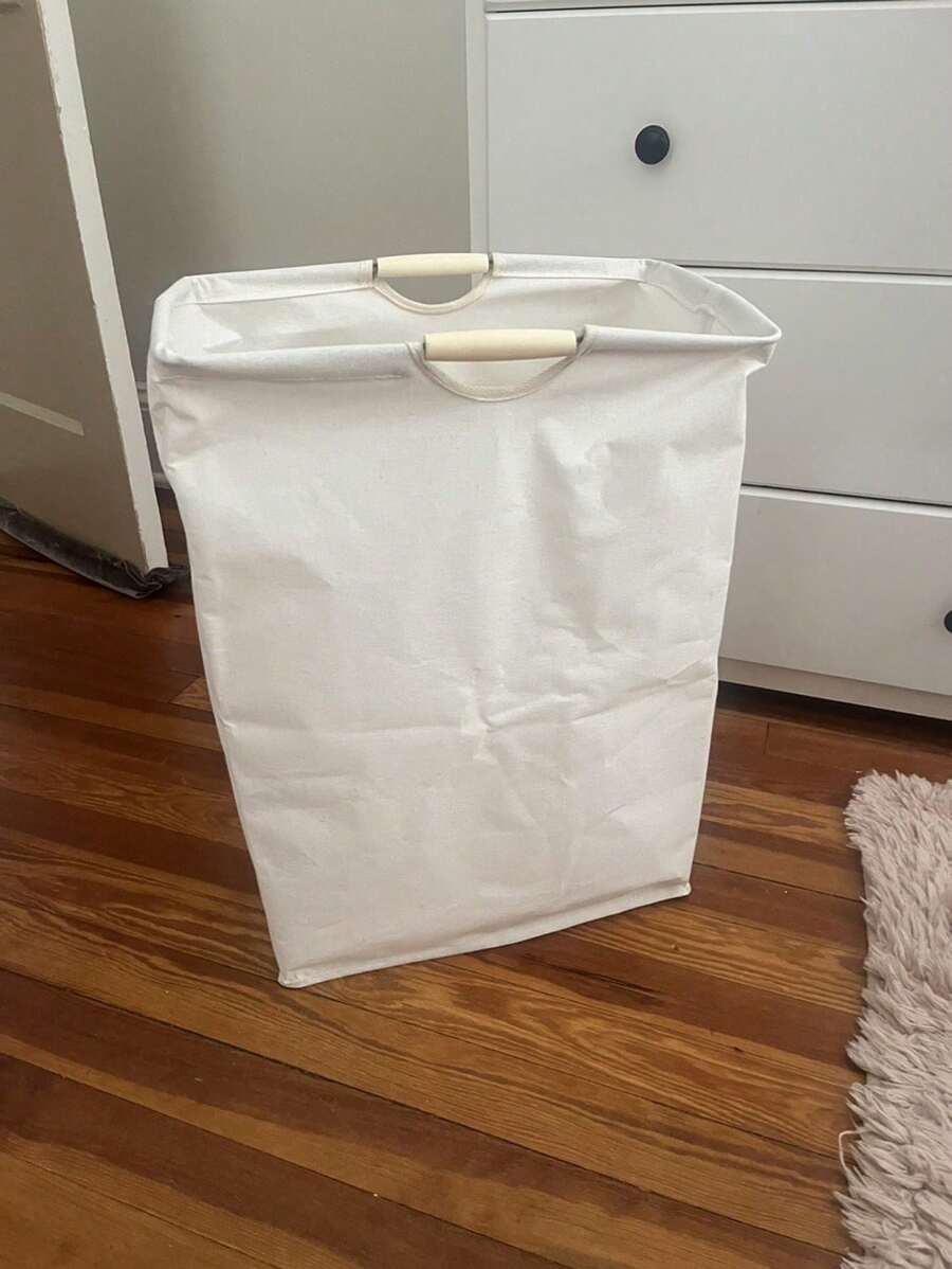 1pc Multi-Size Portable Laundry Hamper With Wooden Handle, Multipurpose Clothes, Toys, T-Shirts, Shirts Storage Basket For Living Room, Bathroom, Trunk