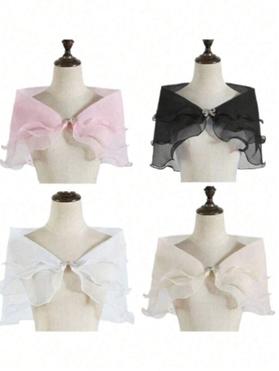 Brautschleier Schal Dünner Hochzeitsschal Tüllüberzug für Brautkleid, Ein-Schulter-Hochzeitsbankett Umhang für Abendkleider, kleiner Schal zum Überwerfen über den Arm für Brautkleid, Toastjacke