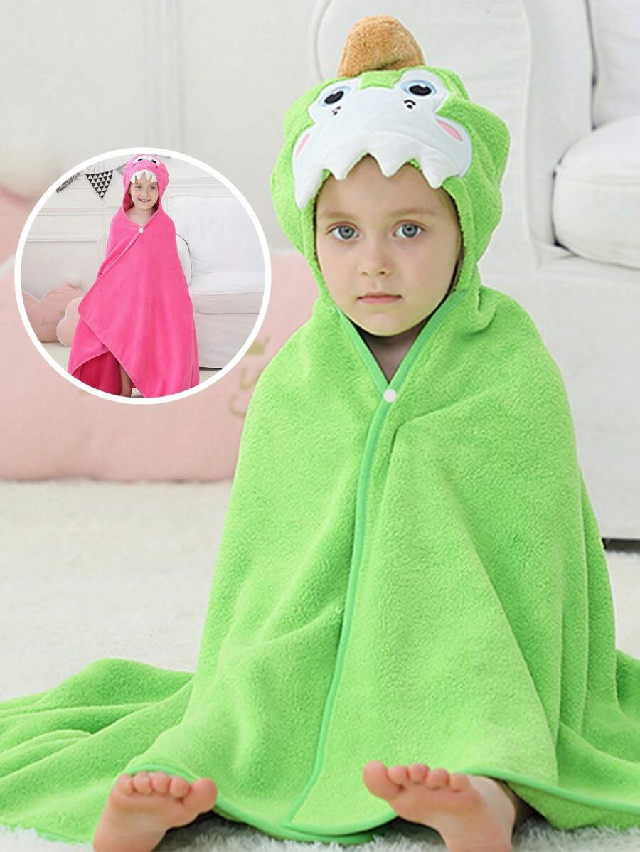 MICHLEY 1pc Baby Cartoon Hooded Water Absorption Towel Unisex Soft Swimming Bathrobe Large Washcloths 27.5" X 45.5" For 0-7Y