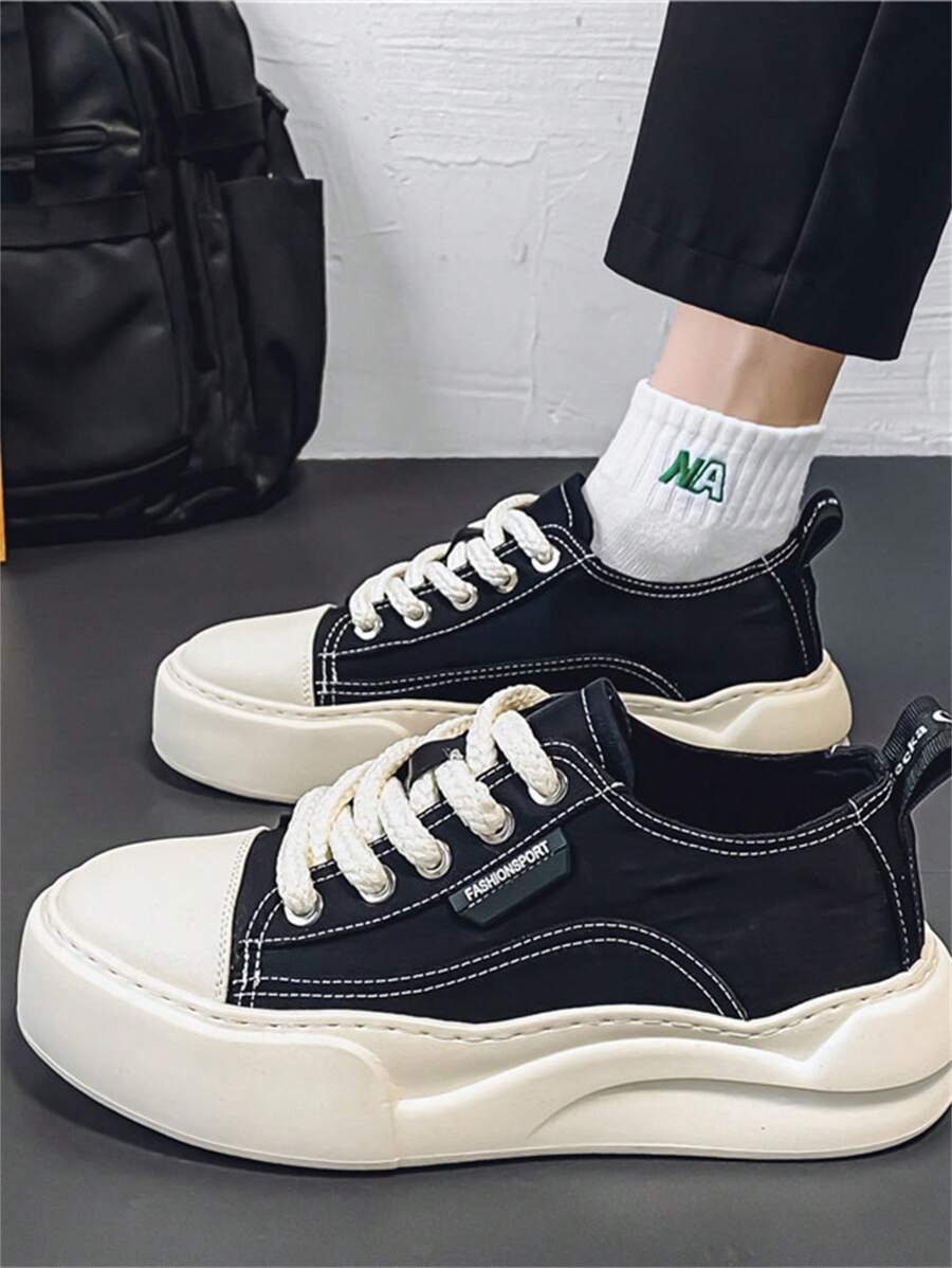 Zapatillas casuales de hombre con suela gruesa y estilo minimalista de moda, versátiles zapatos deportivos y de ocio