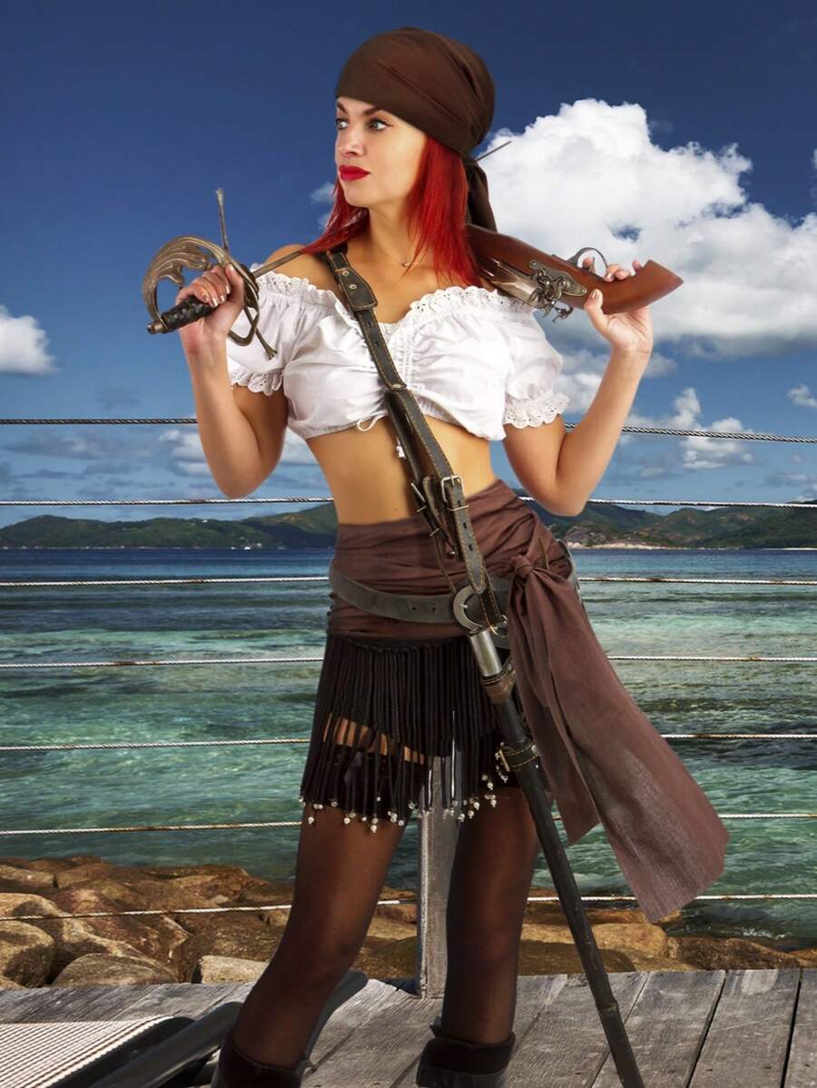 3 Stücke/Set Ferienspaß Cosplay Mittelalter Renaissance Gürtel Kleidung mit Piratenmaske, passend für Valentinstag, Kostümparty, Zaubershow, Mode Kostümzubehör