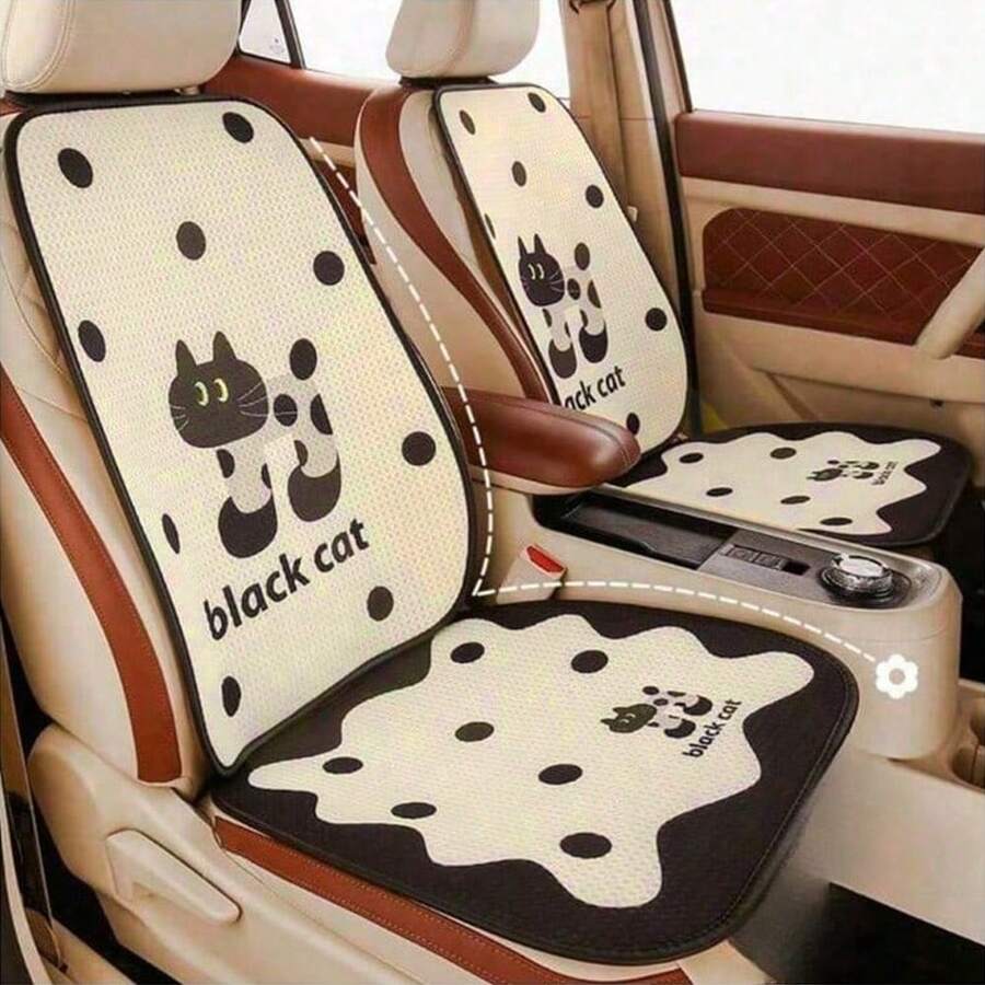 1pc Car Seat Cushion, Universal Cute Cartoon Cat Design, Car Interior Seat Cover Pad