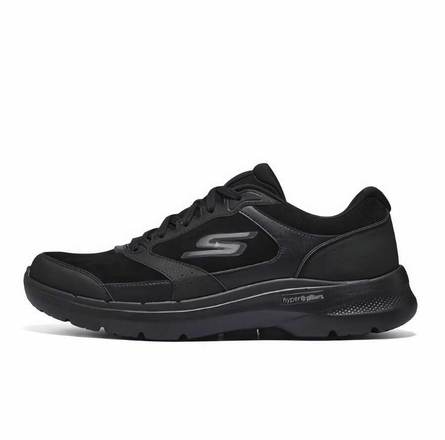 Skechers GO WALK 6 Herren Slip-On Lässig atmungsaktive Walkingschuhe, Schnürung Mesh Komfort Weiche Sohle Laufschuhe, graubraun
