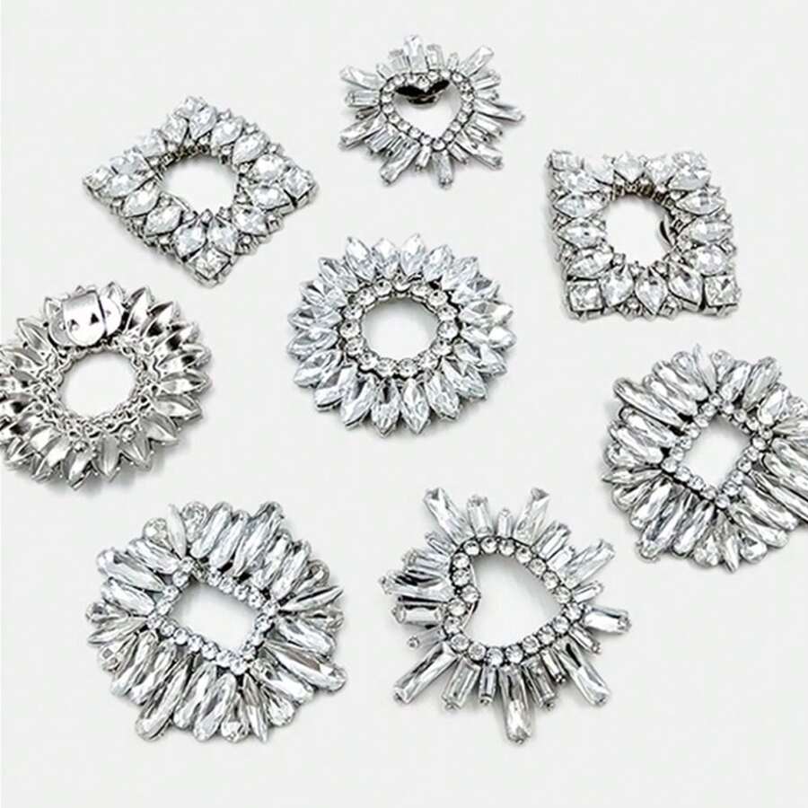 1 pezzo decorazione a molletta in cristallo di vetro per scarpe da sposa, con tacco alto brillante, fibbia decorativa rimovibile con strass, per le donne