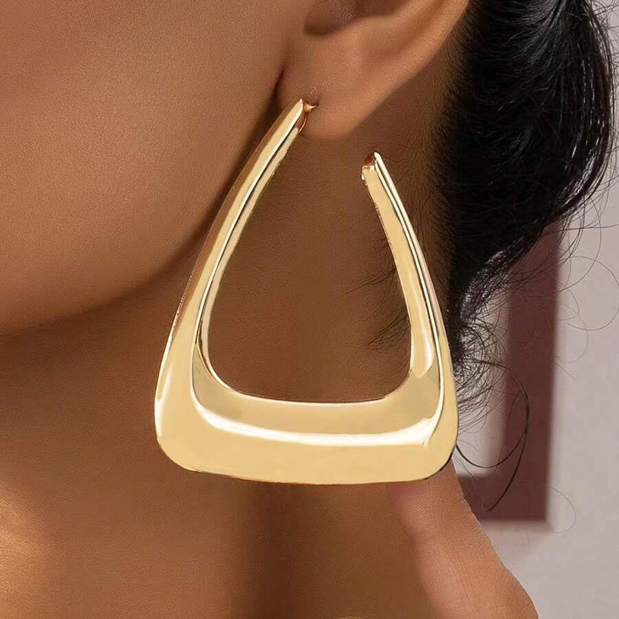 1 par de brincos triangulares geométricos exagerados vintage, adequados para uso diário feminino, estilo europeu e americano