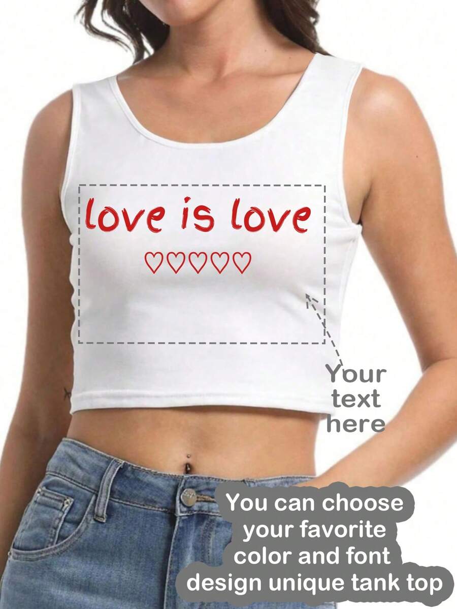 Custom Personalized Gifts, Custom Ladies Short Tank Tops, Add Text (Quotes/Phrases/Names/Numbers/Slogans, Etc.), You Can Choose Your Favourite Fonts And Colours