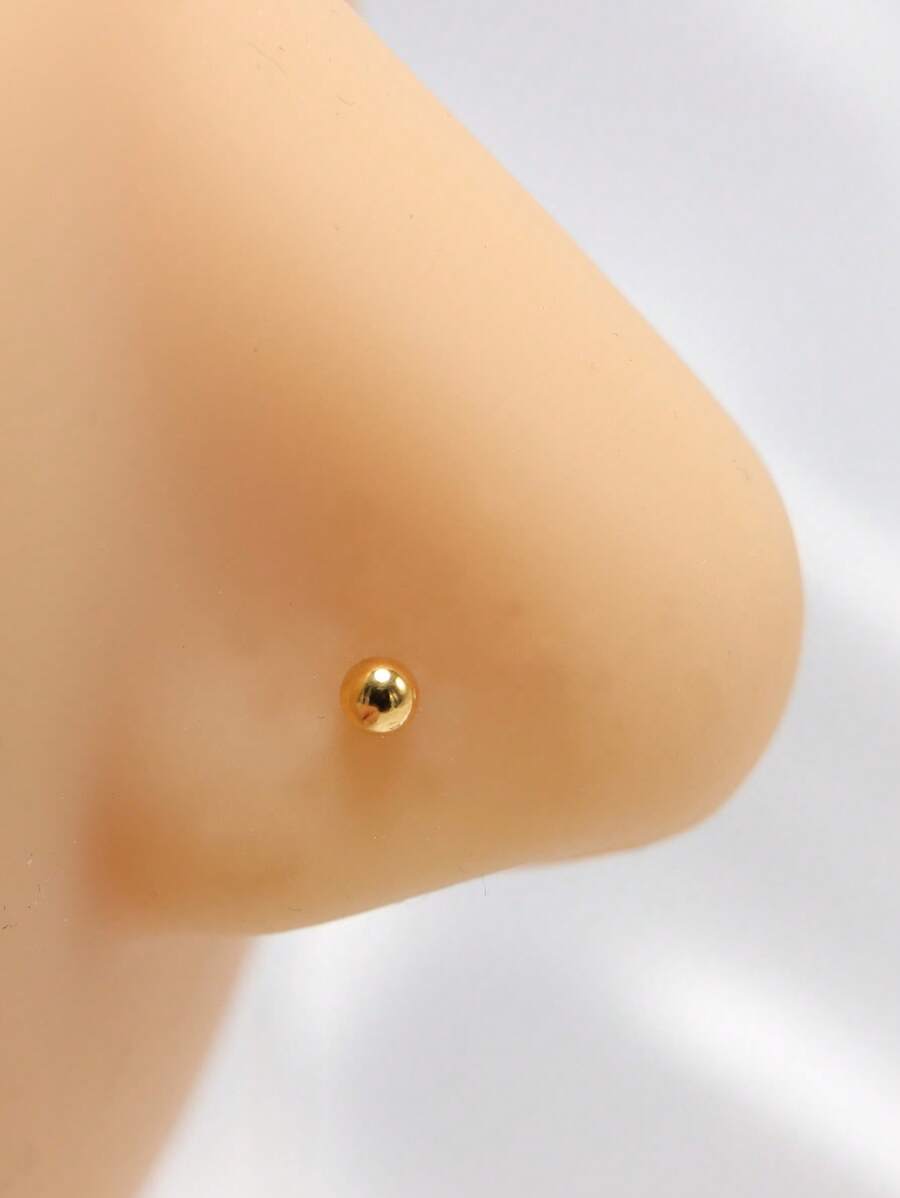 1 pieza Anillo de nariz de plata de ley 925 en forma de L con Top de bola de 3mm, joyería para perforación de la nariz adecuada para mujeres y hombres