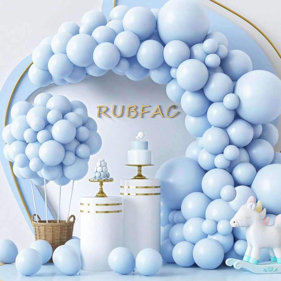 129 Stücke pastellblaue Ballons in verschiedenen Größen 18 12 10 5 Zoll für Girlanden und Bögen, hellblaue Ballons für Geburtstag, Baby-Dusche, Geschlechteroffenbarung, Ostern, Hochzeit, Party-Dekoration, Sommer-Geschenke, Stranddekor, Einschulung, Schul-Bedarf, Raumdekoration