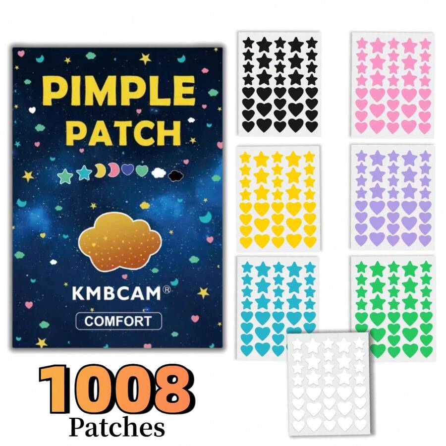 1440 Piezas de parches en forma de estrella y corazón para granos, pegatinas faciales y corporales - Sin fragancia, sin parabenos, para adultos de ambos sexos, compatibles con todo tipo de piel, sin fragancia, sin componentes incluidos