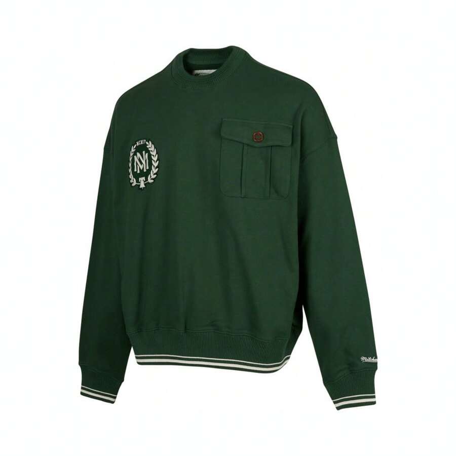 Mitchell & Ness 2024 Felpa unisex con girocollo / Pullover, felpa con cappuccio a maglia MNRQAWTOHD035-GRN