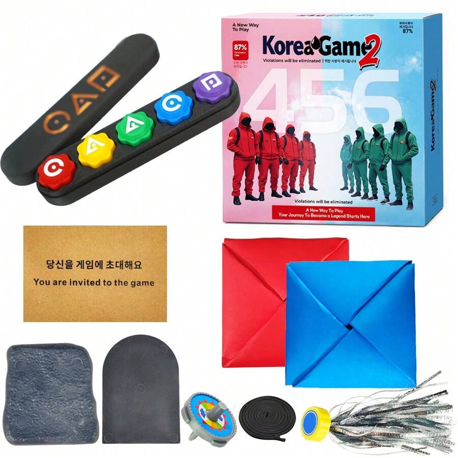 Conjunto del juego coreano Gonggi, divertidos juegos tradicionales de la TV del calamár de Corea que incluyen Jebi Chagi, Gong-Gi y DDAKJI, perfecto para viajes familiares, desarrollo de habilidades y regalos para fiestas