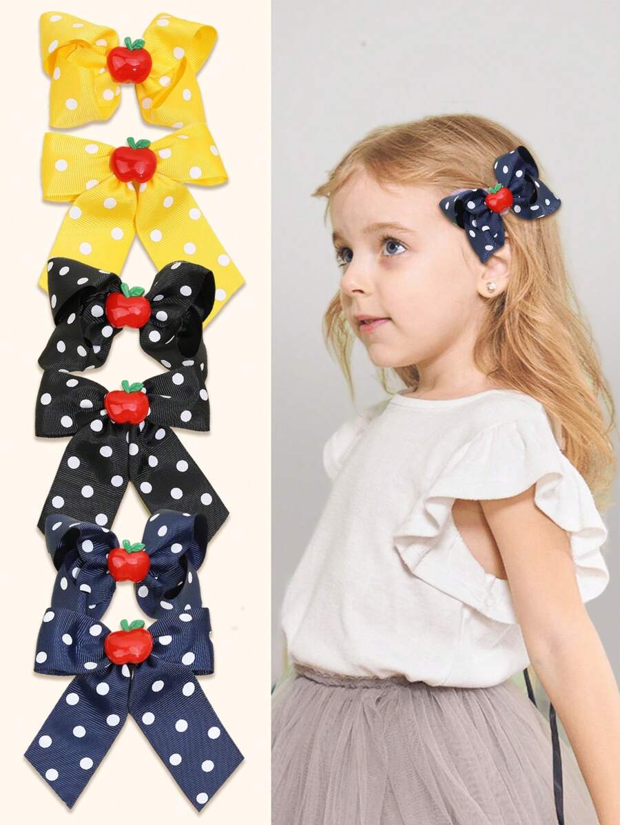 2 bucăți/Set de agrafe de păr nou sosire, cu fundiție, înapoi la școală, realizate manual cu buline imprimate, set de accesorii de păr pentru fete, decorațiuni pentru păr pentru copii, agrafe drăguțe pentru uz zilnic