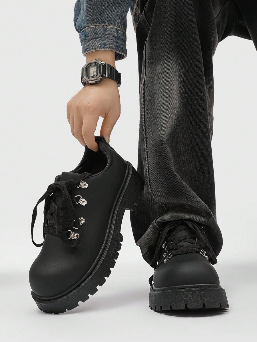 Chaussures de ville à bout rond rétro avec semelle épaisse pour hommes, chaussures de soirée à lacets de style britannique pour hommes, mariage, mode, chaussures casual