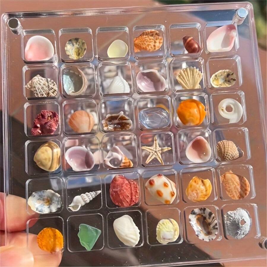 2 Pezzi Espositore Magnetico in Acrilico - Scatola di Stoccaggio Trasparente con 36 Scomparti, Adatta per Collezionismo, Gioielli, Conchiglie, Organizzazione e Decorazione della Casa, Vetrina per Collezioni