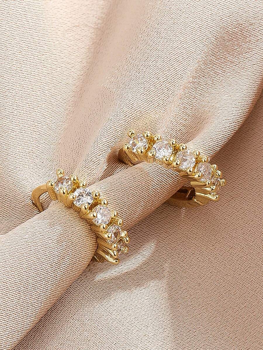 1 Paar europäisch-amerikanische Mode Micro Set Silber Kubikzirkonia offene Creolen Ohrringe für Frauen, vielseitiger einfacher Silber Schmuck Ring