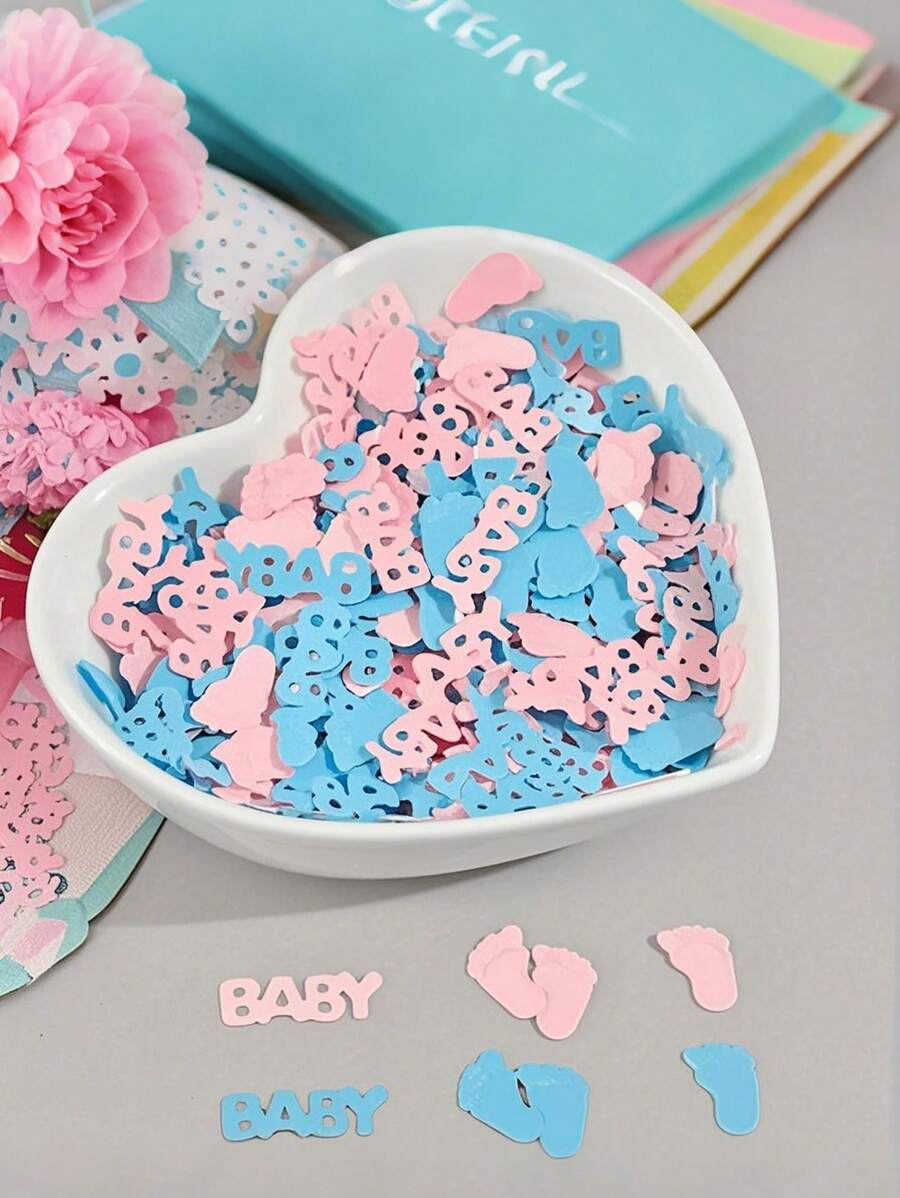 15/30/50g Gender Reveal Baby Foot Paper Scrap, Desktop Decoration Glitter Sprinkle Paper Scrap, Party Decoration, Baby Shower