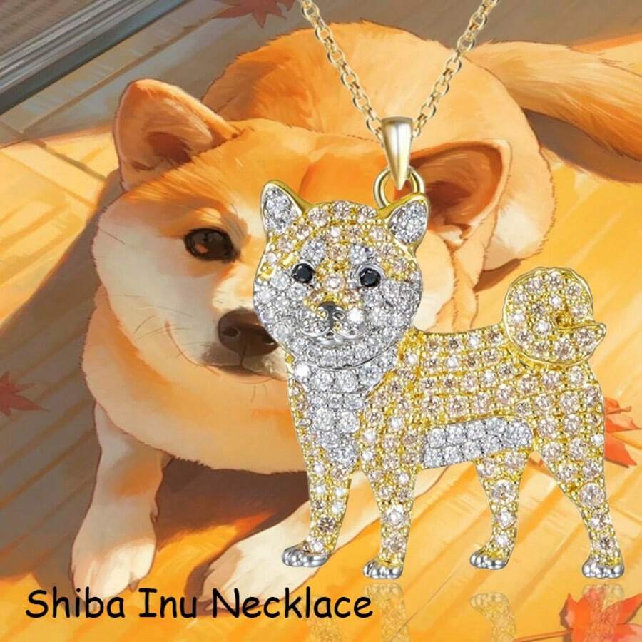 1 pièce Pendentif collier en alliage de zinc avec adorable Corgi, bijou de chien de compagnie en strass brillants, cadeau parfait pour les amateurs de chiens pour la Saint-Valentin, Noël, anniversaire