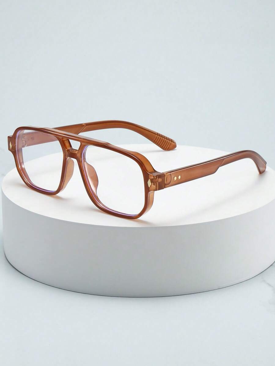 1 Stück Herrenbrille mit ovalem Doppelstegrahmen, schlichte, modische Brille ohne Sehstärke (geeignet zum Fernsehen, für die Nutzung von Handyn, für Büroarbeiten und andere alltägliche Zwecke)