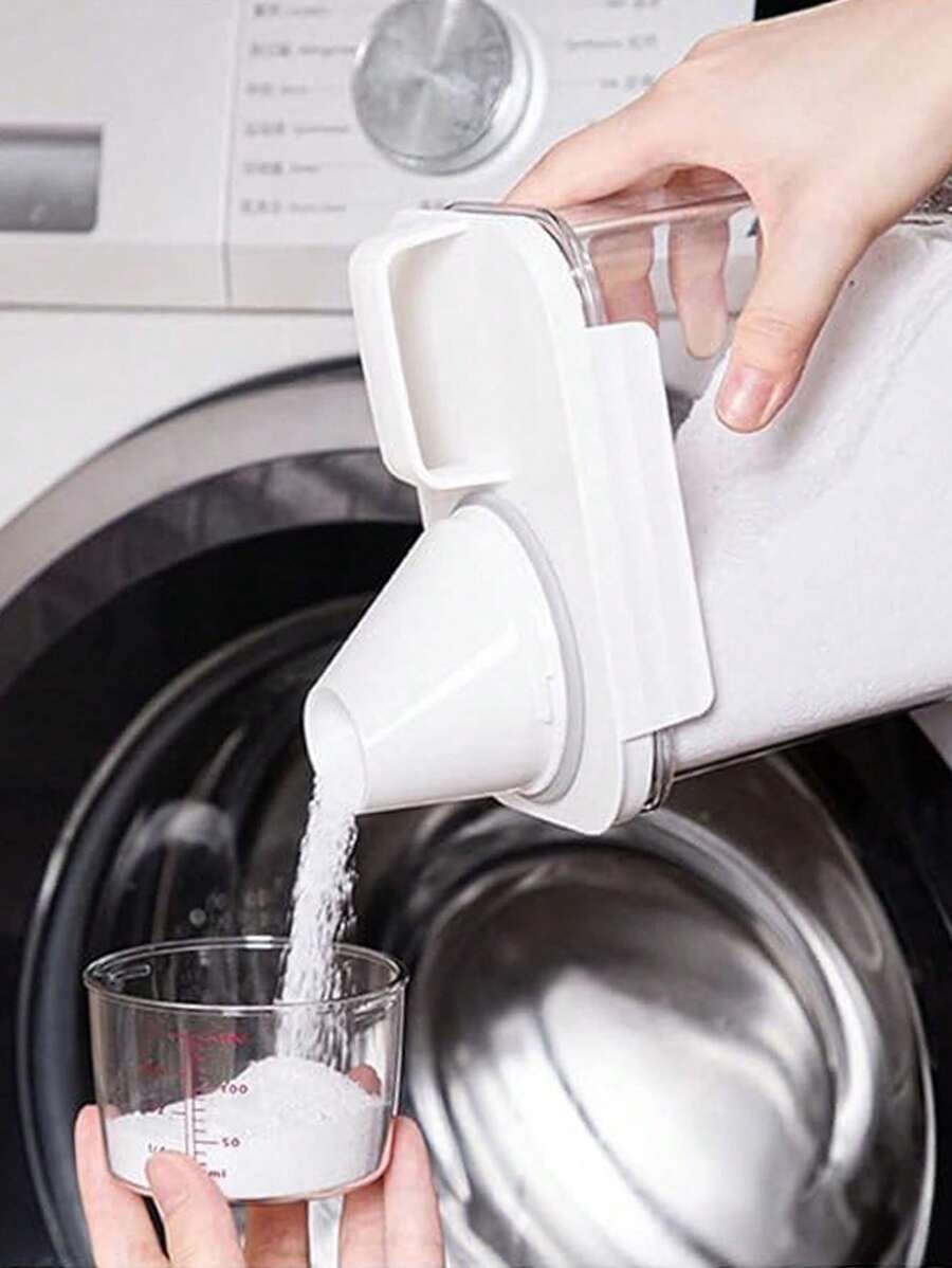1pc Laundry Powder Container, Airtight Laundry Detergent Storage Box With Measuring Cup And Handle, Clear Plastic Laundry Powder Dispenser For Storing Detergent, Powder, Laundry Pods