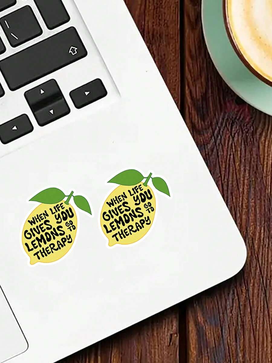 "When Life Gives You Lemons, Go To Therapy" Humorous Sticker, The Real Lemon Decorate Your Laptop, Water Bottle, Journal, Skins, Guitars, Helmets, Office Supplies, School, Skateboards, Luggage, And Other Funny Vinyl Record Waterproof Decal