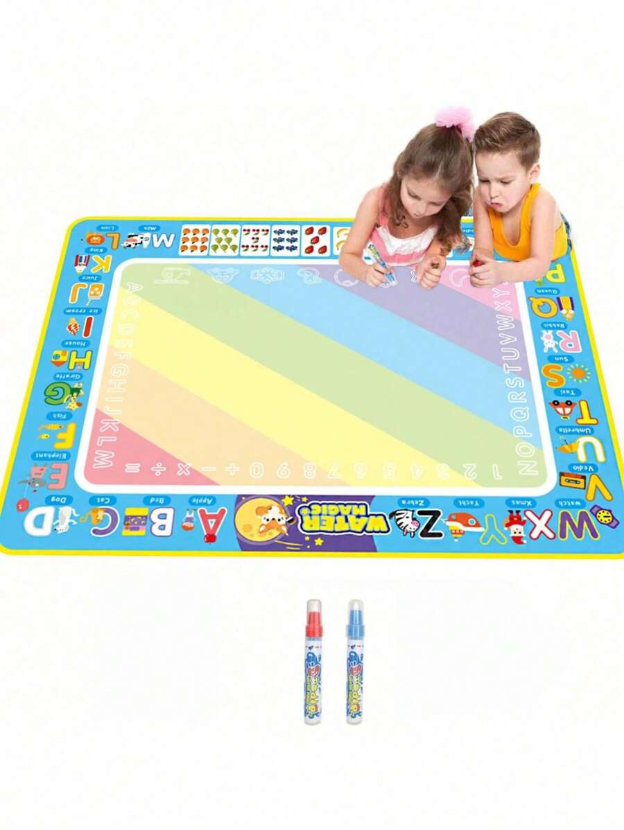 Water Doodle Mat Kids Toys 95*75cm, Large Aqua Magic Doodle Water Mat With 2 Doodle Pens And 8 Drawing Templates, Reusable Water Drawing Mat For 3-6 Years Old Boys&Girls