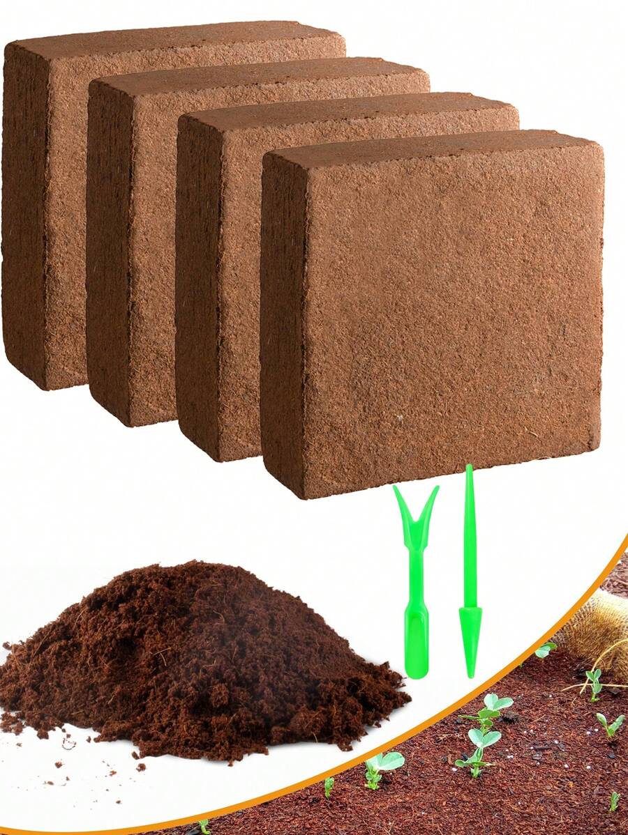 1pc Seedling Block,Organic Plants Coir Brick,Coconut Coir Bricks Premium 100% Organic Peat Moss Mix,Vegetable Soil Bed,Planting Media,Fiber Coconut Husk For Planting, Gardening, Potting Soil Substrate,Seeds,Garden,Flowers,Vegetables,Worm Bedding Composting,Coconut Fibre