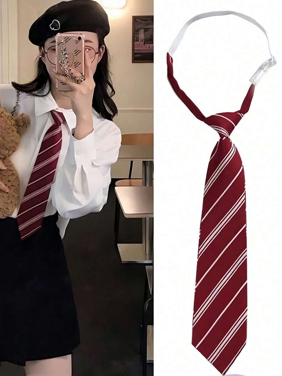 1pc Women Tie, Korean & Japanese Style, Casual Loose Tie, Academic School Uniform Accessory