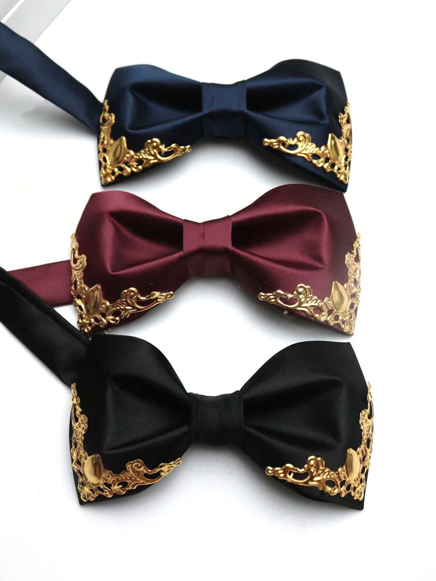 1 pièce Nœud papillon bordeaux et noir, convient pour les affaires, les fêtes, l'accueil, la rue décontractée, les hommes élégants