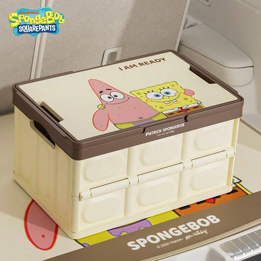SPONGEBOB 1pc SpongeBob Car Trunk Storage Box - Car Storage Container, Foldable Outdoor Camping Car Organizer Storage Box.