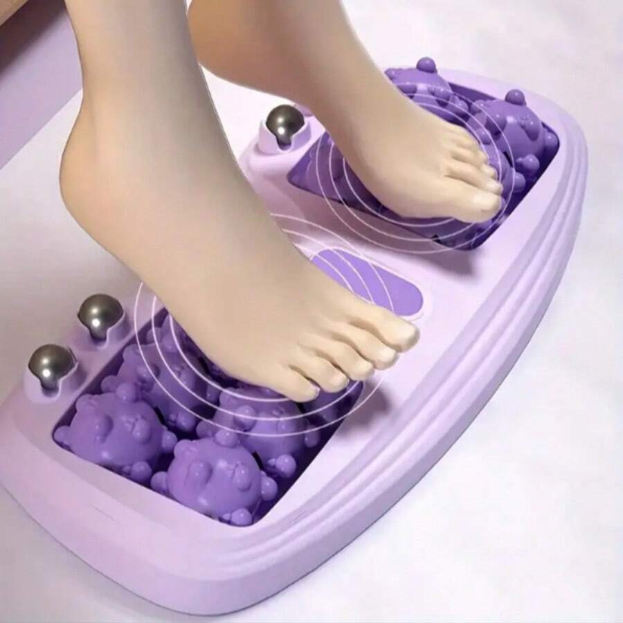 Dual Controlled Foot Massager With 4 Rows Of Rollers - Acupoints For Plantsole Relaxation, Ergonomic Home Health Design