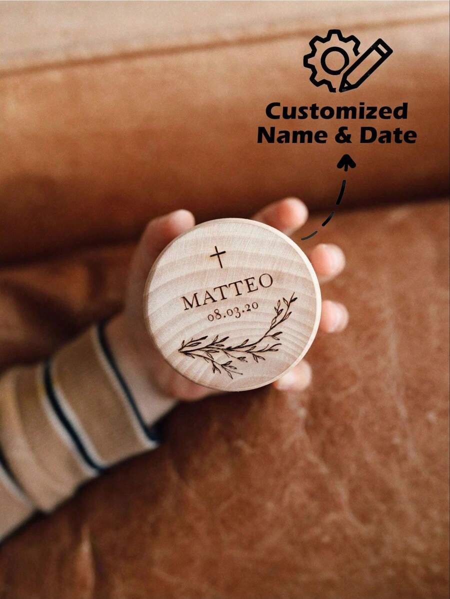 1pc Customized Name Date Wood Baptism Cross Box Jewelry Storage Box Engraved Keepsake Christening Gift Idea Grief Recovering Present Birthday Gift Boys And Girls Back To School