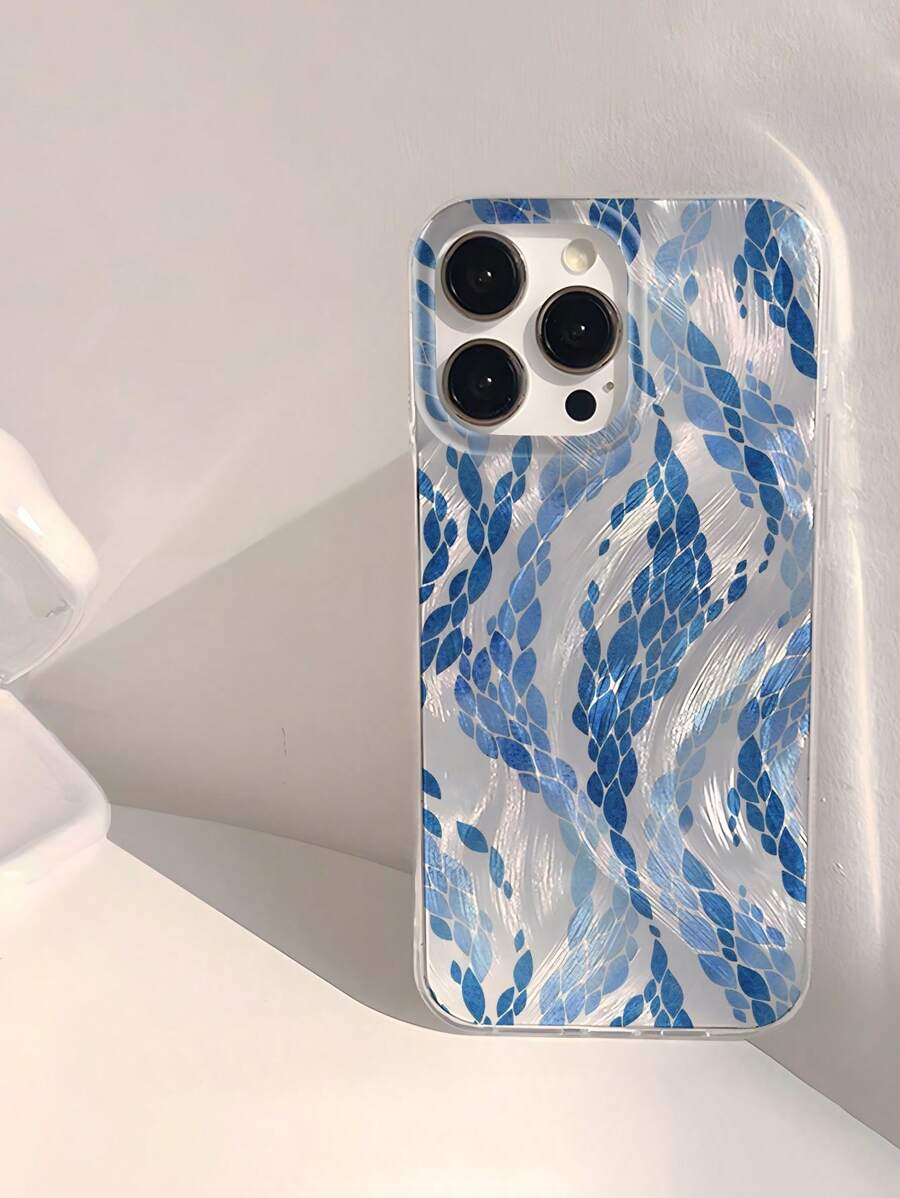 1 pieza Funda de teléfono transparente, suave y brillante con patrón abstracto de patrón de piel de serpiente, resistente al agua, antihuellas dactilares y arañazos, con tecnología IMD