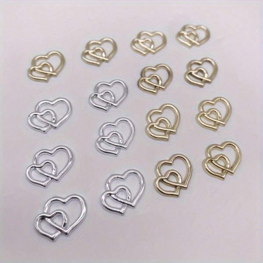 24pcs Electroplated Double Heart Wedding Heart Table Decoration (Gold+Silver) Heart