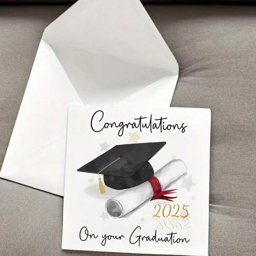 2025 Graduation Greeting Card With Envelope, Fun Graduation Seasonal Card, Graduation Wishes Gift For Friends And Classmates, Invitation Card