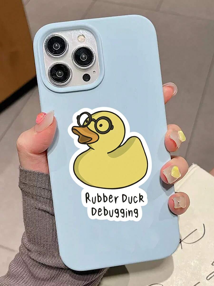 1/3pcs "Rubber Duck Debugging" Humorous Sticker, A Cartoon Rubber Duck With Glasses Is The Best Gift For Programmers, Suitable For Laptop, Water Bottle, Journal, Skins, Guitars, Helmets, Office Supplies, School, Skateboards, Luggage, And Other Funny Decal