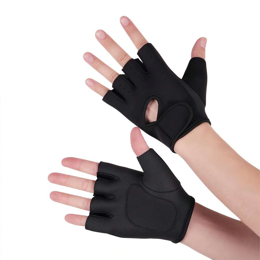 1 Pair Unisex Half Finger Weight Lifting Gloves, Breathable Shock Absorbing Cycling Sports Gloves Gym Accessories