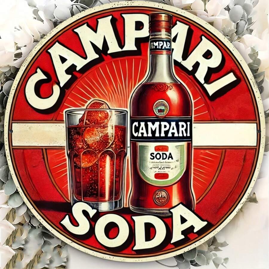 Vintage Soda 20.32x20.32cm Round Metal Sign - Retro Wall Art For Home, Bar, Cafe & Garden Decor, Perfect For Room Decor