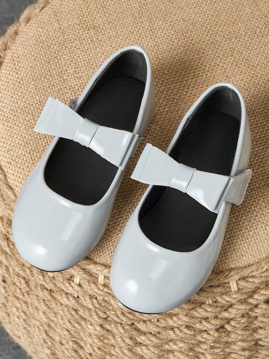 1 Coppia di ballerine in pelle per ragazze, punta rotonda con fiocco tartan, in morbida pelle, adatte per spettacoli o scuola, scarpe da principessa piatte e alla moda per vestire