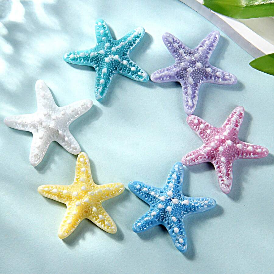 6pcs Creative Starfish Fridge Magnets, Cute Home Decor Stickers For Birthday Party, Refrigerator, Kitchen, Dishwasher, Office Whiteboard, Fun Fridge Magnets
