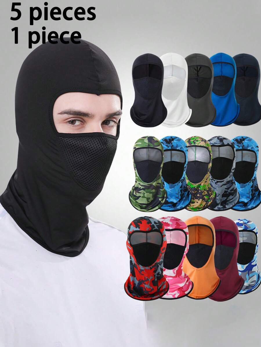 5 Pcs/Set Outdoor Camouflage Versatile Headband Neck Gaiter Face Mask Cover Wind-Proof Sunscreen Motorcycle Neck Warmer