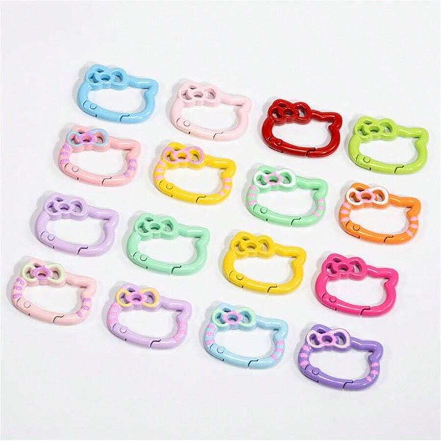 Sanrio (Authorized) Sanrio 1pc Hello Kitty Alloy Painted Color Spring Buckle, Cute Cartoon Open Flower Spring Ring Jewelry, Keychain DIY Accessory Connection Buckle, Great Birthday Gift, Graduation Gift, Festival Gift, Commemorative Gift, Party Gift
