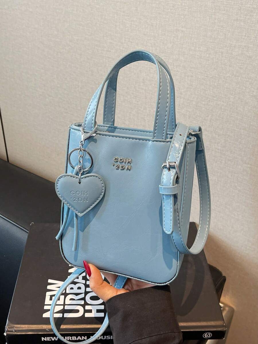 1pc Women Plain Color PU Leather Handbag, Fashion Zipper Closure Purse Suitable For Dating Gift