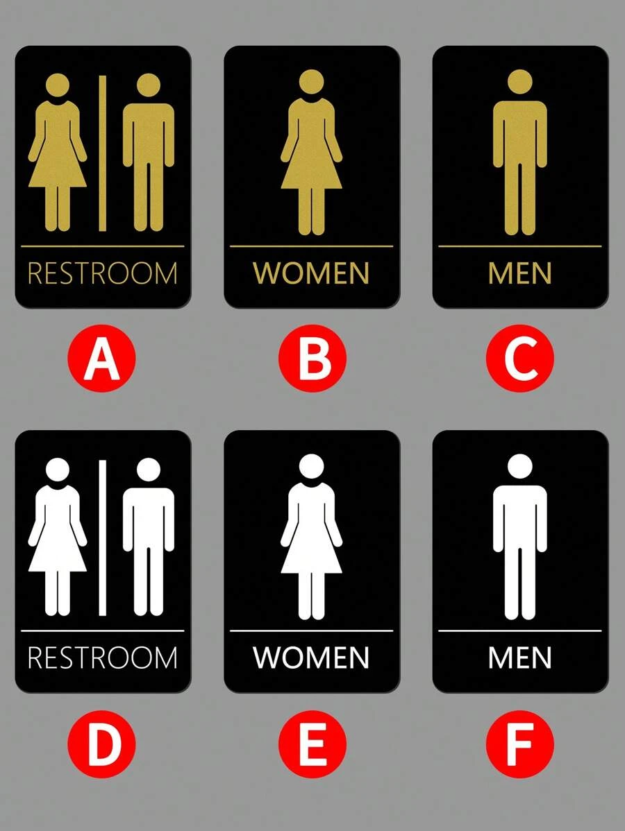 1pc WC Plate, Multi-Style Acrylic Washroom Sign, Toilet Door Plate Indicator, Restroom Identification Plaque Wall Decor Room Decor Stickers Wallpaper Wall Paper Wall Stickers Wall Sticker