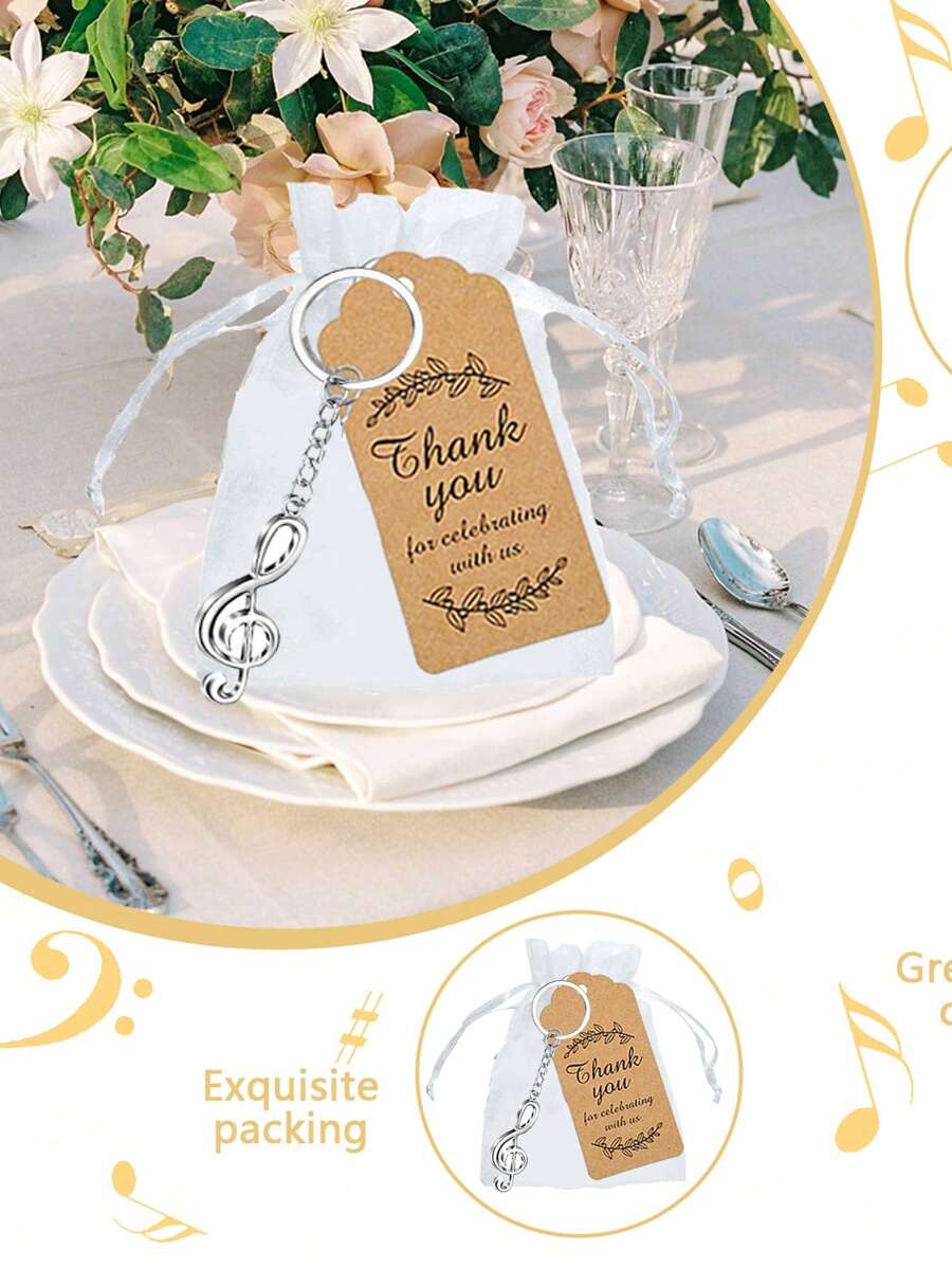 30pcs Musical Note Ship Aiming Keychain Pack - Keyring Packs With Organza Bags For Wedding, Christmas Party Favors, Music Symbol Decoration, And Thank You Gift Tags Summer Birthday Gifts Beach Back To School School Supplies Room Decor