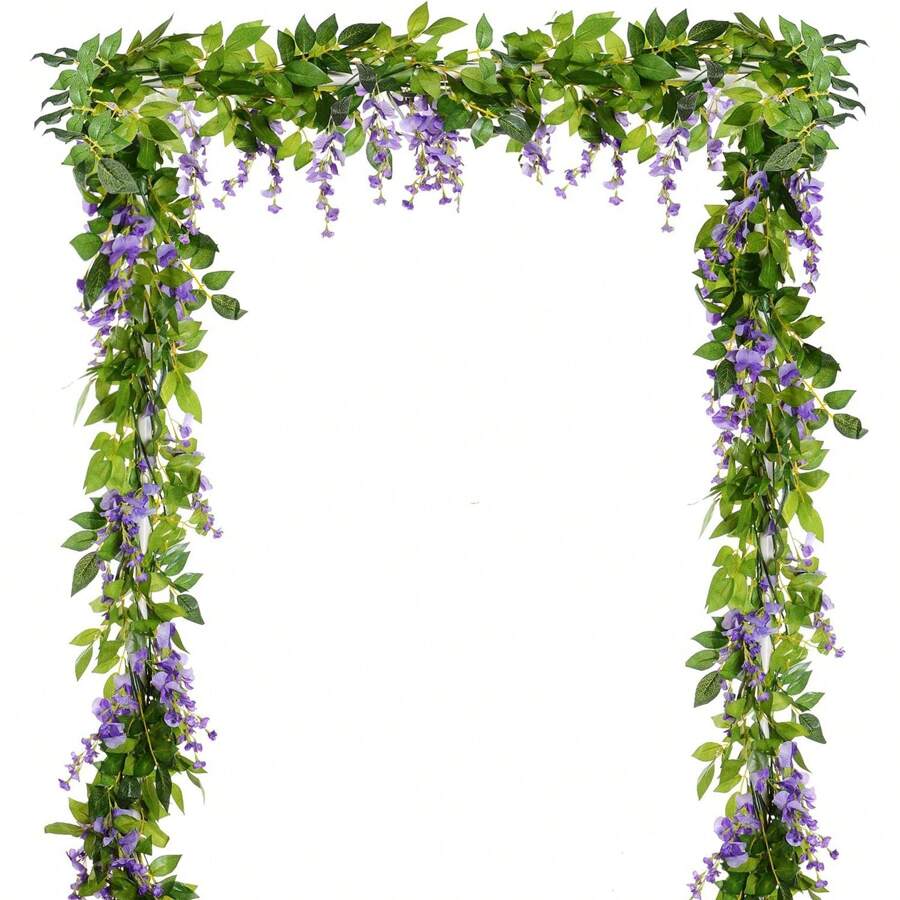 1/4 Pcs Artificial Flowers Garland,Total 28.8ft Artificial Wisteria Vine Silk Hanging Flower For Home Garden Outdoor Ceremony Wedding Arch Floral Decor